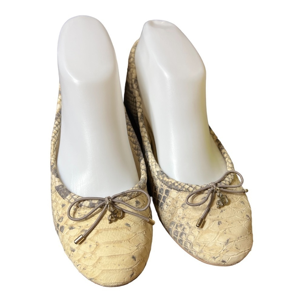 Sam Edelman Felicia Ballet Flats Tan Snakeskin Print Size 6M